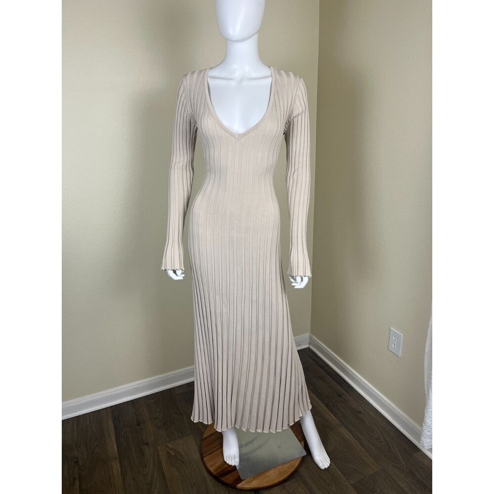 DISSH Women Size S Stone Reign Sleeved Ribbed Knit Maxi Sweater Bodycon Dress - Picture 15 of 17